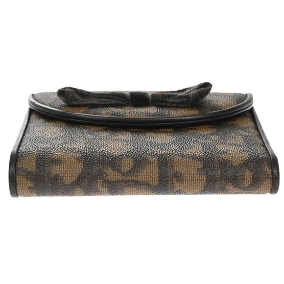 CHRISTIAN DIOR Logo Trotter Trifold Compact Wallet PVC Leather Brown 38KA929 - Picture 6 of 12